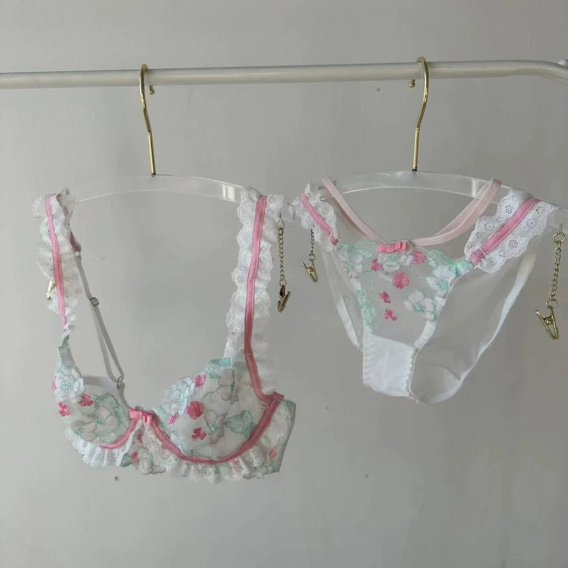 Cottage Vintage Lingerie Set Bra and Panty Floral