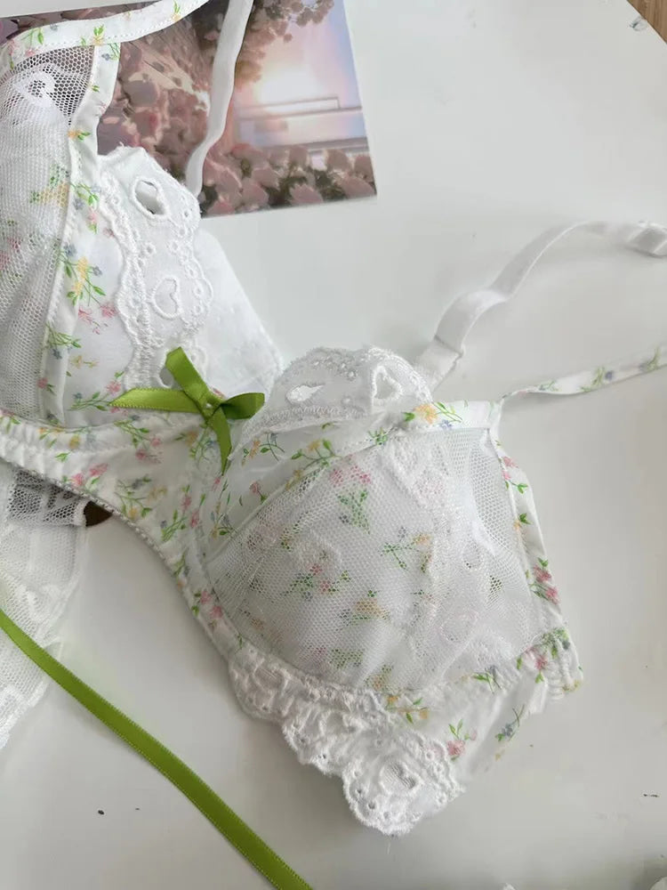 Cottage Vintage Lingerie Set Bra and Panty Floral