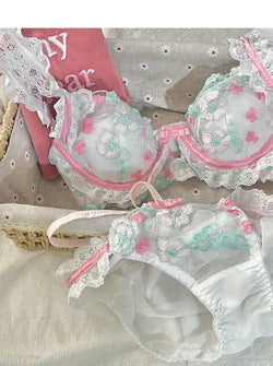 Cottage Vintage Lingerie Set Bra and Panty Floral