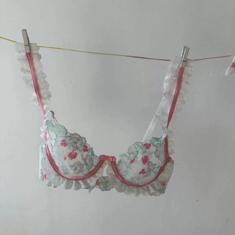 Cottage Vintage Lingerie Set Bra and Panty Floral