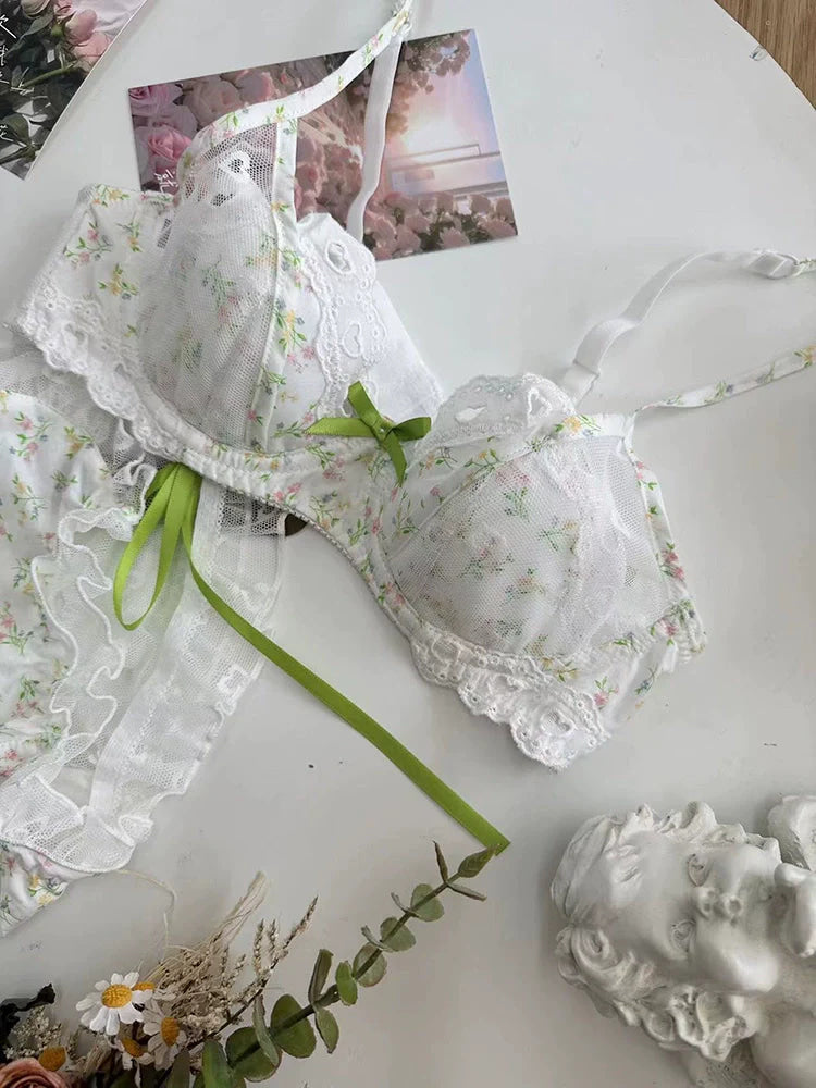 Cottage Vintage Lingerie Set Bra and Panty Floral