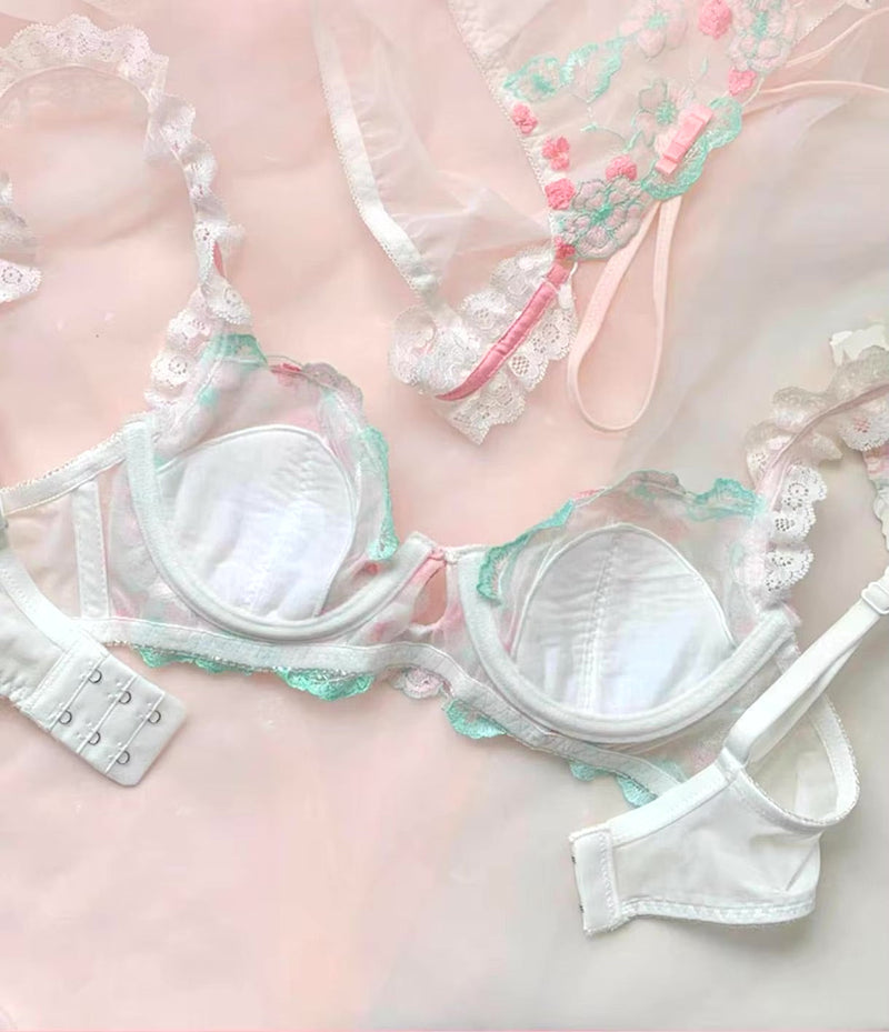 Cottage Vintage Lingerie Set Bra and Panty Floral