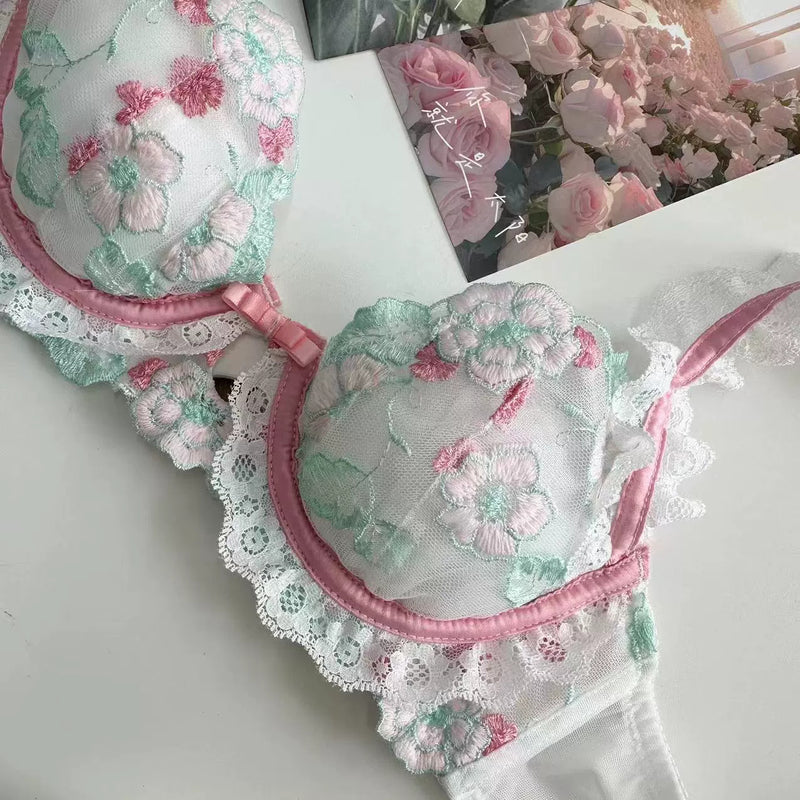 Cottage Vintage Lingerie Set Bra and Panty Floral