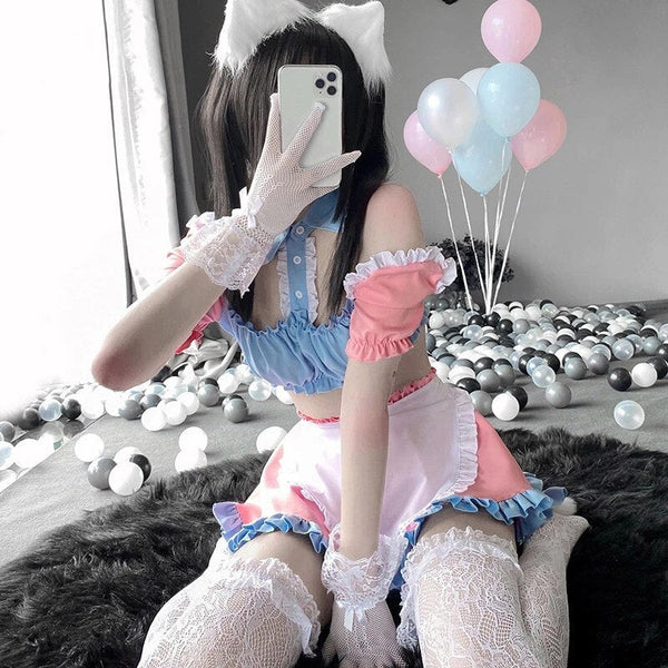 Cotton Candy Maid Cosplay Set - bra, bralette, brasier, lingerie, lingerie set