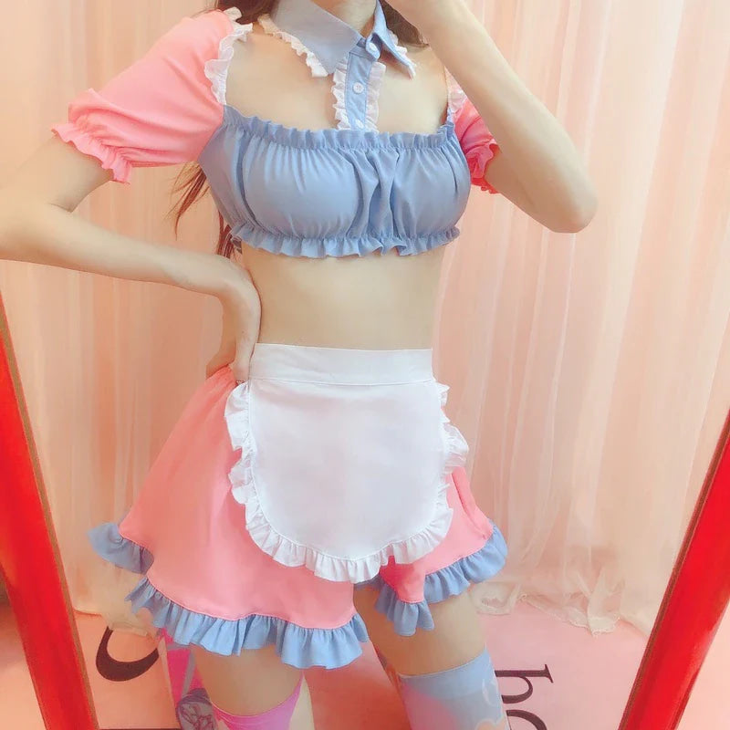 Cotton Candy Maid Cosplay Set - bra, bralette, brasier, lingerie, lingerie set