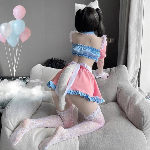 Cotton Candy Maid Cosplay Set - bra, bralette, brasier, lingerie, lingerie set