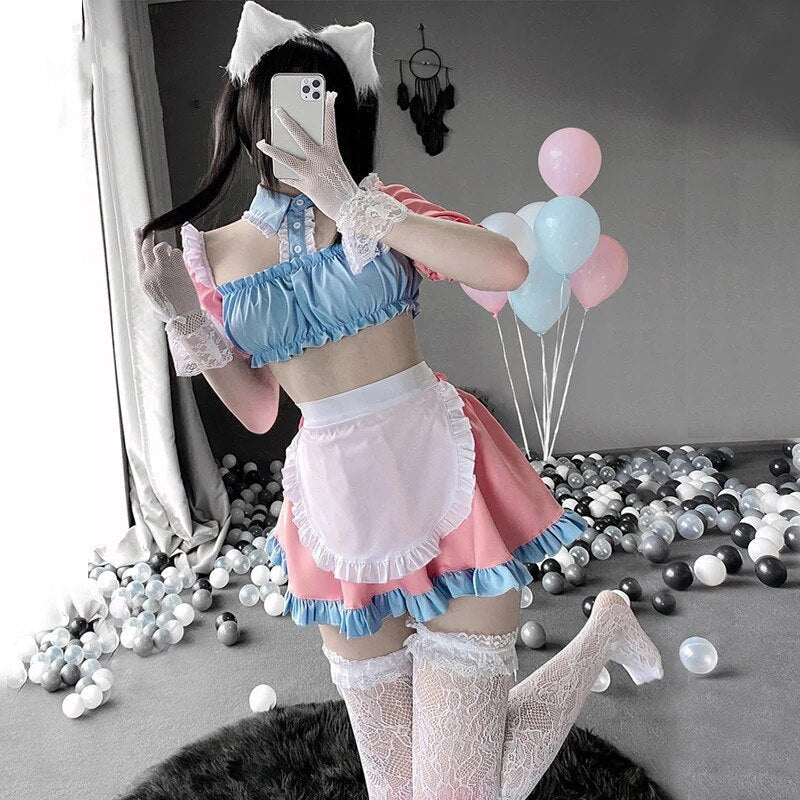 Cotton Candy Maid Cosplay Set - bra, bralette, brasier, lingerie, lingerie set