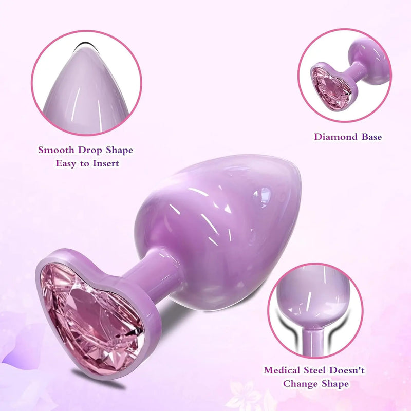 Cotton Candy Swirl Pink Heart Shaped Butt Plug