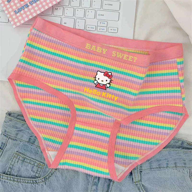 Cotton Hello Kitty Plus Size Striped Undies Underwear