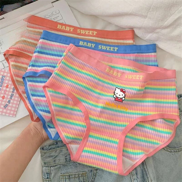 Cotton Hello Kitty Plus Size Striped Undies Underwear