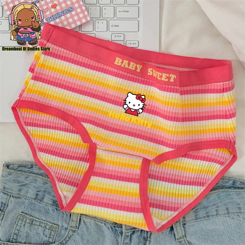 Cotton Hello Kitty Plus Size Striped Undies Underwear