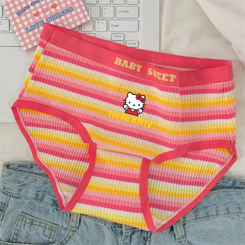 Cotton Hello Kitty Plus Size Striped Undies Underwear