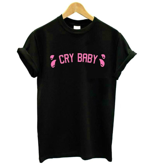 Crybaby Tee - black pink letter / S - cry baby, crybaby, plus size, sized, sizes