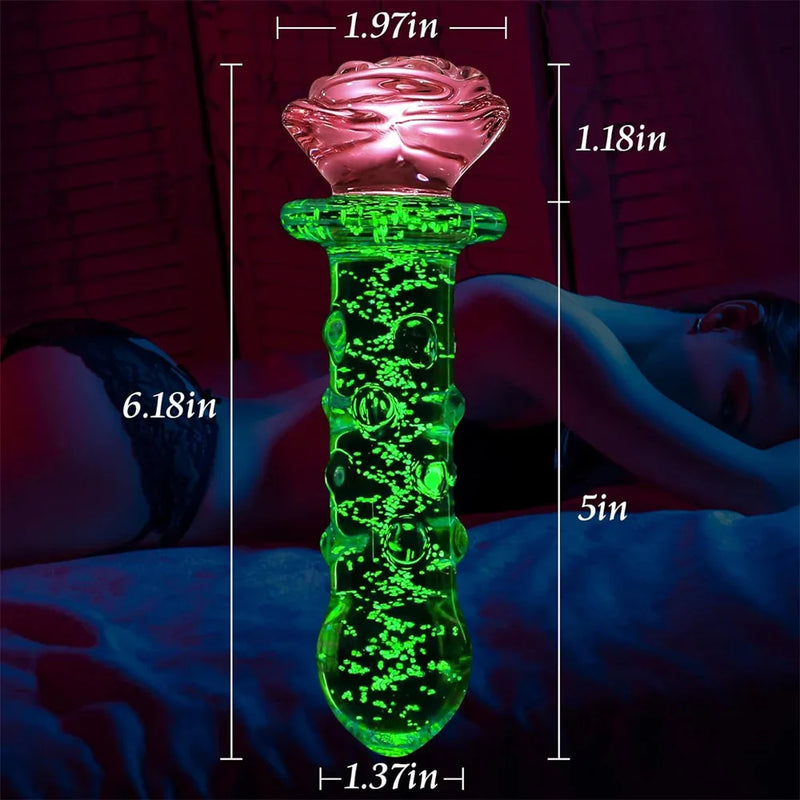 Crystal Glass Glow In The Dark Rose Plug