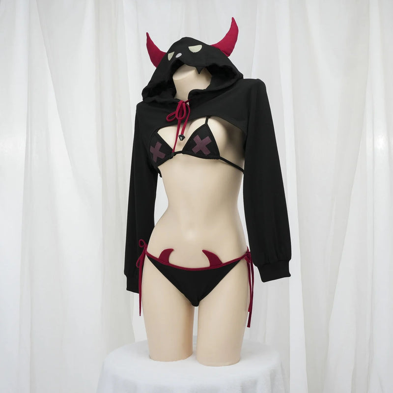 Daddy’s Demon Gothic Hooded Lingerie Cosplay Set