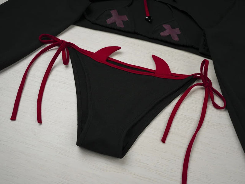 Daddy’s Demon Gothic Hooded Lingerie Cosplay Set