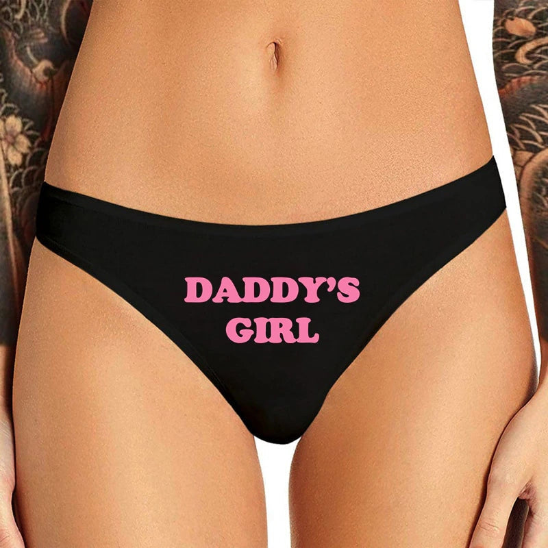 Daddy’s Girl Basic Thongs - Black / M - daddy, daddy dom, dom little girl, fetish, kink