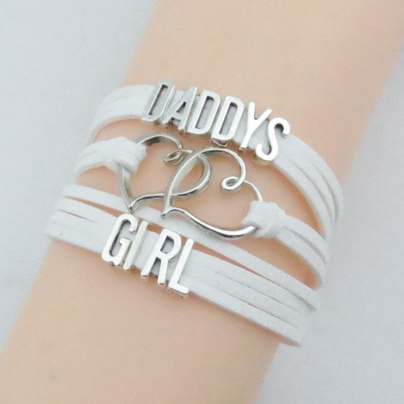 Daddy’s Girl Wrap Bracelet - White - blue bracelet, come here daddy, cuffs, daddies,