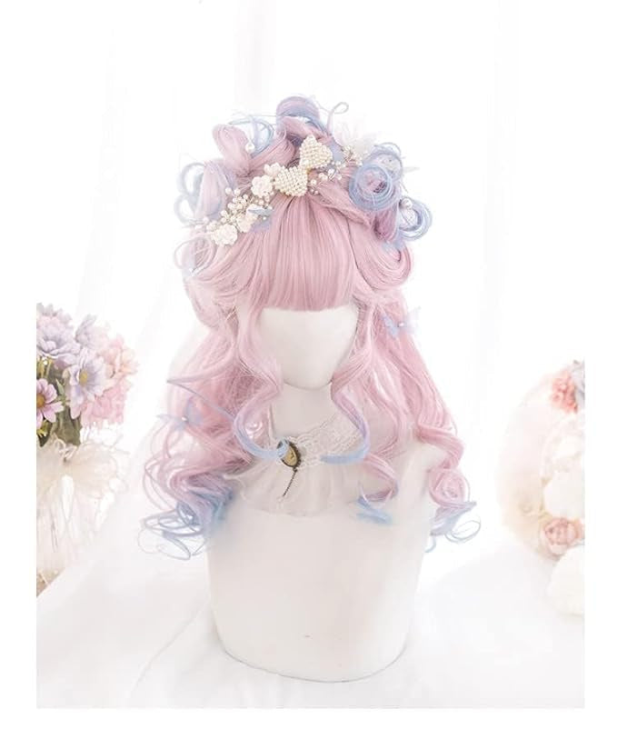 Dainty Blue Pink Ombre Wig - blue wig, cosplay, costume, cotton candy, false hair