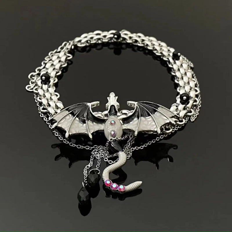 Dark Gothic Metal Baby Dragon Collar Choker Necklace