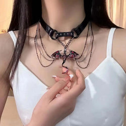 Dark Gothic Metal Baby Dragon Collar Choker Necklace