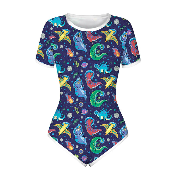 Deep Sea Dino Onesie - L - animals, bodysuit, bodysuits, button up, buttons