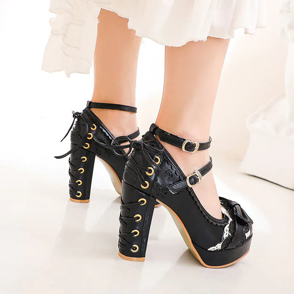 Delicate Princess Heels - Black / 4.5 - buckes, cat lolita, corset, corsets, corsetted