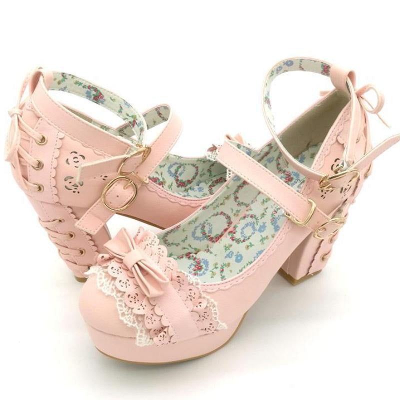 Delicate Princess Heels - Pink / 5.5 - buckes, cat lolita, corset, corsets, corsetted