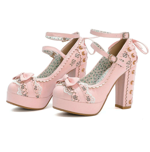 Delicate Princess Heels - Pink / 6.5 - buckes, cat lolita, corset, corsets, corsetted