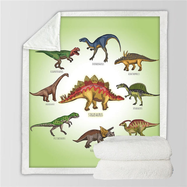 Dinosaur Sherpa Blanket - bedding, blankets, blankeys, blankies, dinos