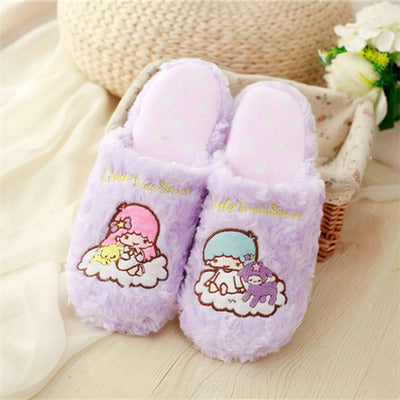 Dreamy Twin Star Slippers - fairy kei, feetwear, footwear, furry, fuzzy
