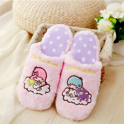 Dreamy Twin Star Slippers - Pink Extra Fluff - fairy kei, feetwear, footwear, furry, fuzzy