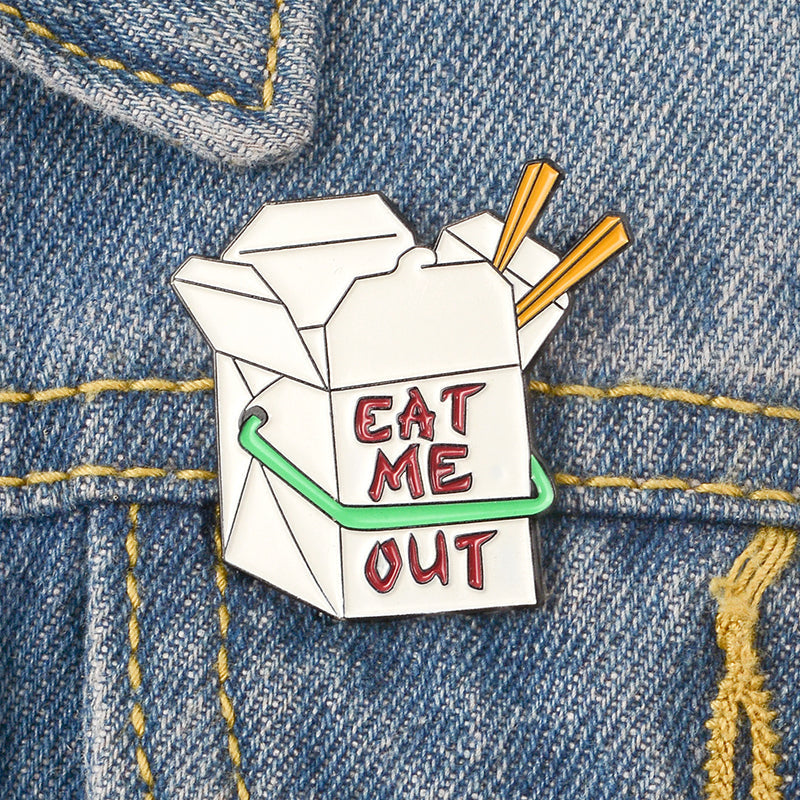 Eat Me Out Pin - brooch, brooches, chinese food, eat me out, enamel pins