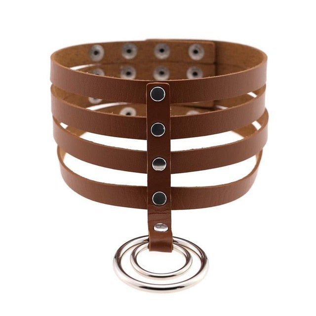 Elongated Collar - Brown - choker, chokers, collar, collared, collars