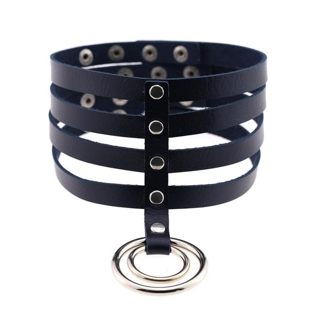 Elongated Collar - Dark Blue - choker, chokers, collar, collared, collars