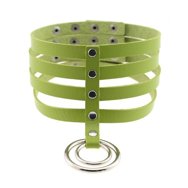 Elongated Collar - Green - choker, chokers, collar, collared, collars