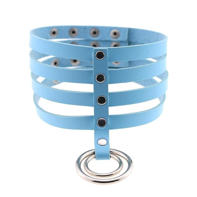 Elongated Collar - Light Blue - choker, chokers, collar, collared, collars