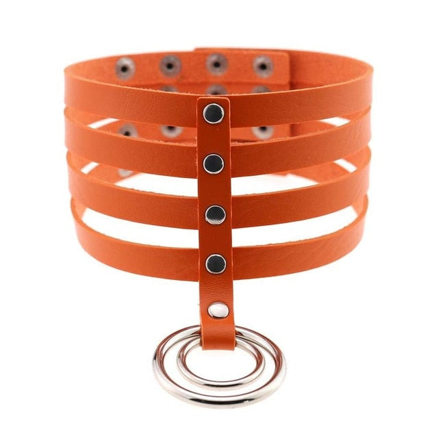 Elongated Collar - Orange - choker, chokers, collar, collared, collars