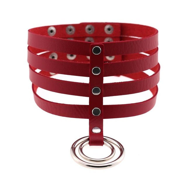 Elongated Collar - Red - choker, chokers, collar, collared, collars