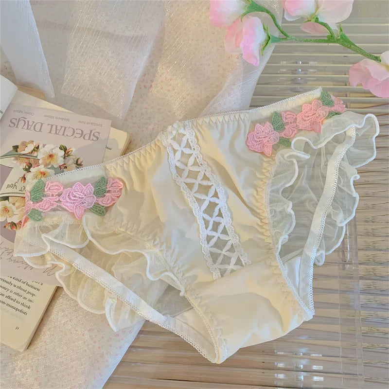 Embroidered Floral Corset Panties Underwear