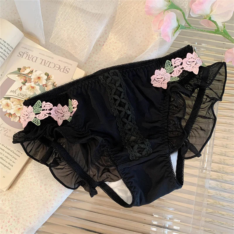 Embroidered Floral Corset Panties Underwear