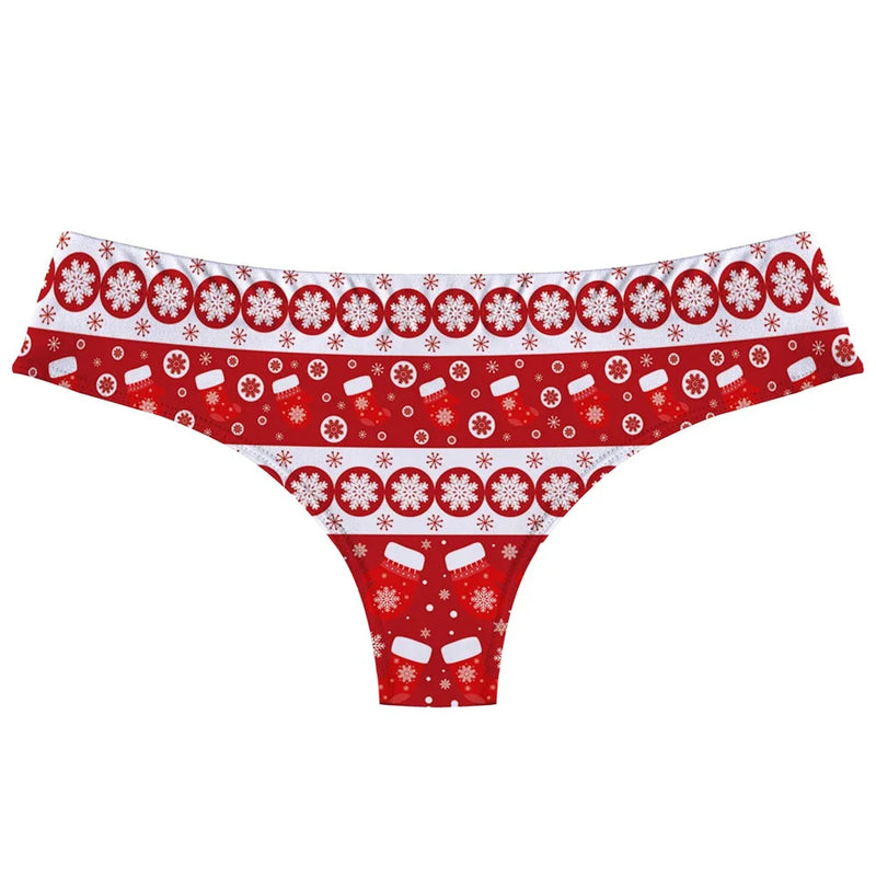 Festive Holiday Christmas Thong Underwear Panties