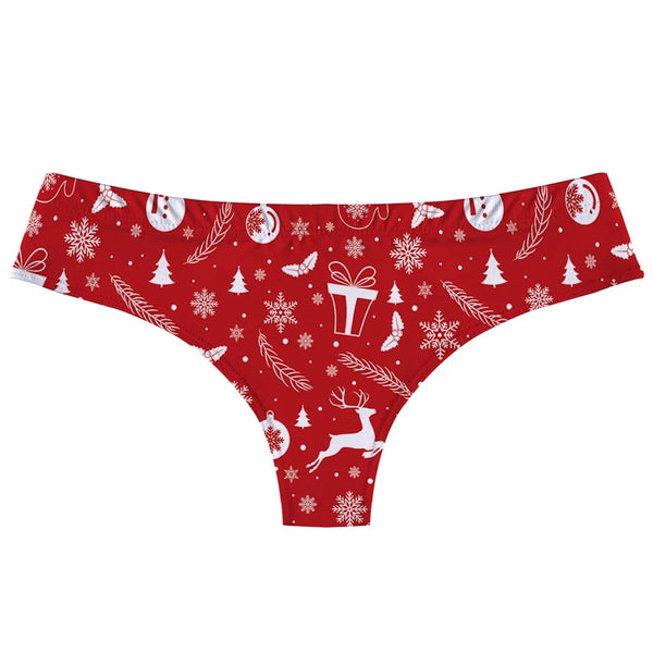 Festive Holiday Christmas Thong Underwear Panties