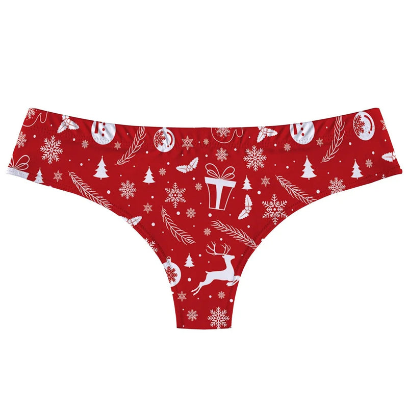 Festive Holiday Christmas Thong Underwear Panties