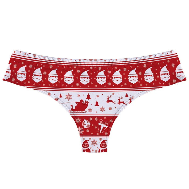 Festive Holiday Christmas Thong Underwear Panties
