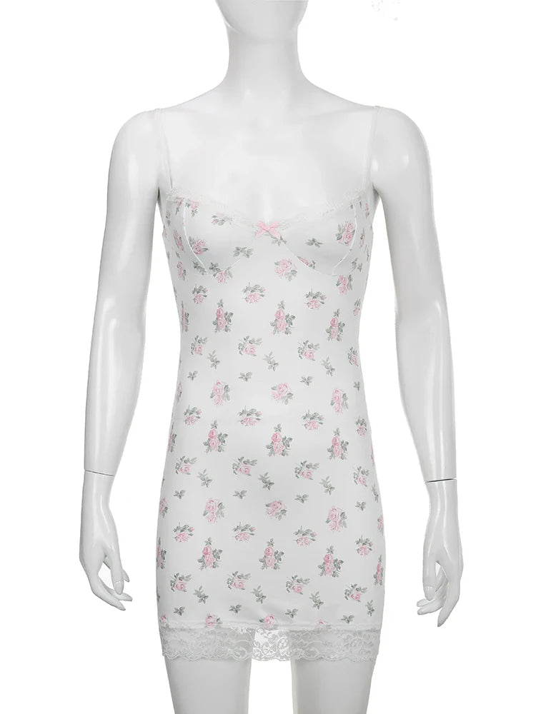 Floral Tank Dress - angelcore, backless, clothing, dress, dresses