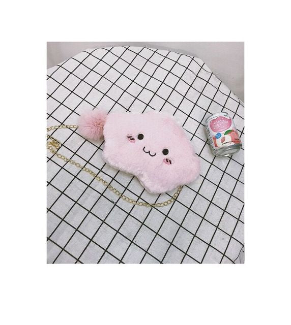 Fluffy Kawaii Cloud Bag - black cloud, coin bag, purse, fluffy fuzzy