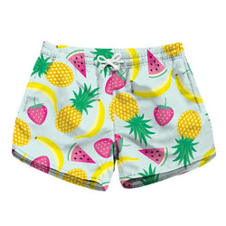 Fruity Shorts: Colorful tropical fruit shorts with pineapples, watermelons, bananas, strawberries