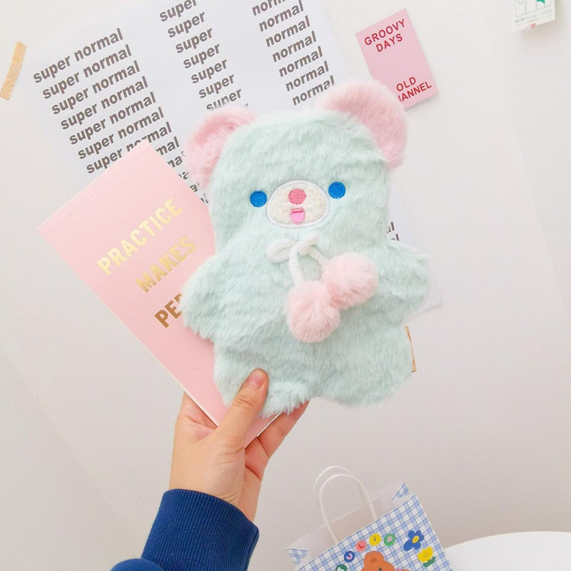 Fuzzy Pastel Bear Stationary Bag - baby bear, cosmetic bag, fairy kei, kei furry