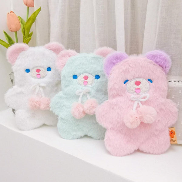 Fuzzy Pastel Bear Stationary Bag - baby bear, cosmetic bag, fairy kei, kei furry